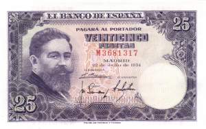 25 Pesetas 22.7.1954